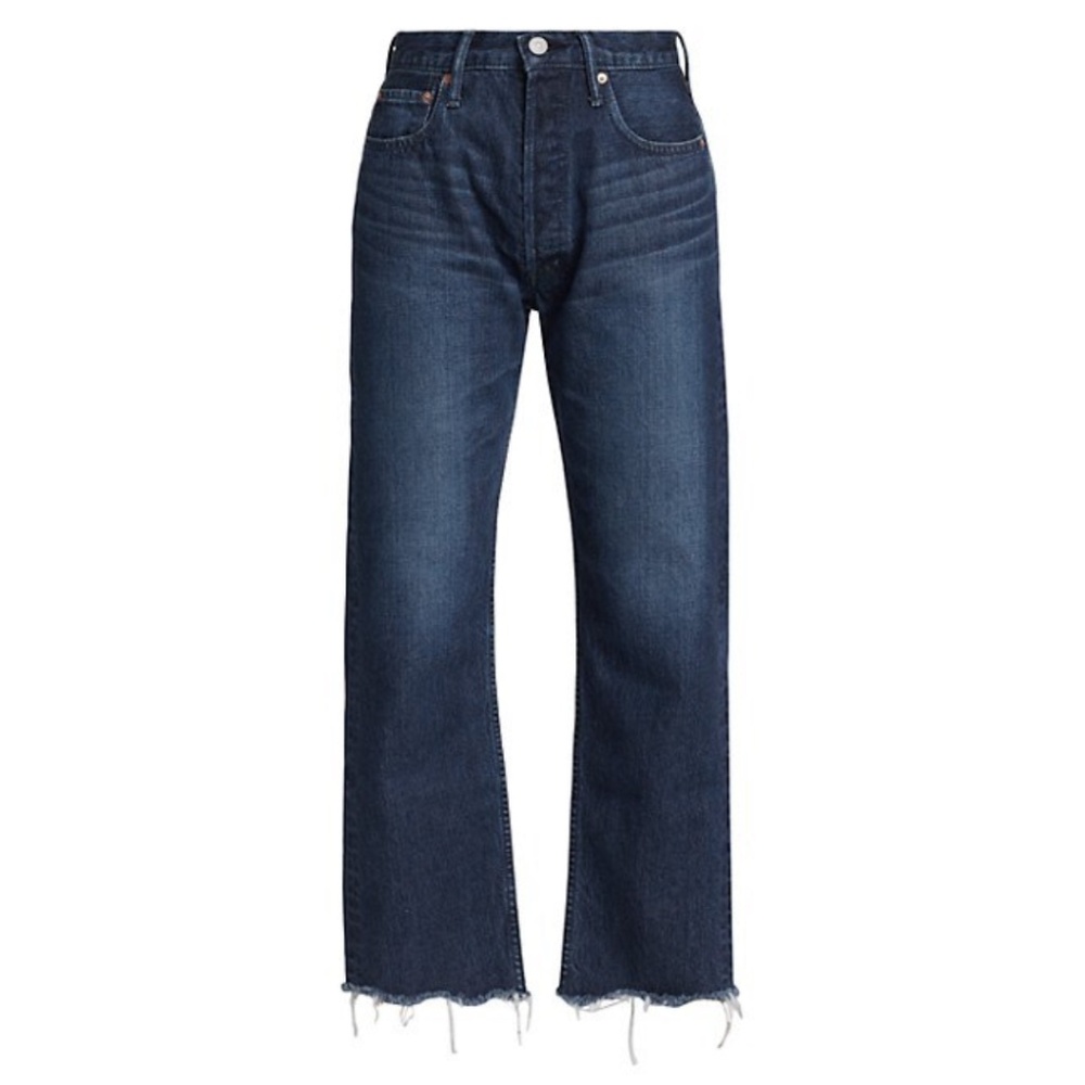 NWT MOUSSY VINTAGE Capac Wide Straight Cropped Jeans with Frayed Hem, Size 25
